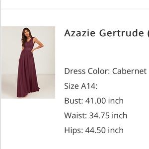 Size 14 Azazie Gertrude Cabernet. Unaltered with tags